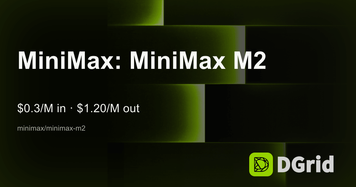 MiniMax: MiniMax M2 - DGrid.AI
